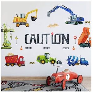 Baby Boys Construction Caution Vehicle Wall Decals Stickers Decorations